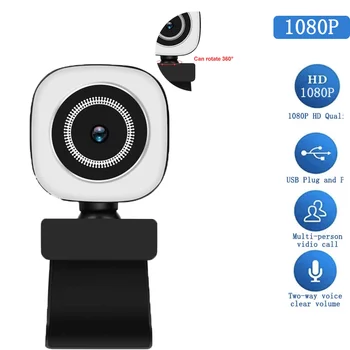 Full HD 1080P Webcam 2K Web-Kamera autofokus Med Mikrofon LED Lys Kamera Udfylde LightWeb Cam Til Bærbar Videoopkald