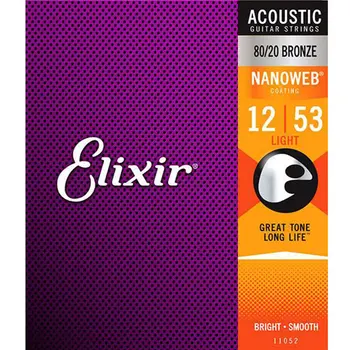 Elixir Nanoweb Guitar Strenge 11027 Belægning 80/20 Bronze Acoustic Guitar Strenge Brugerdefinerede Lys 011-052 11002 11052 16027 16052