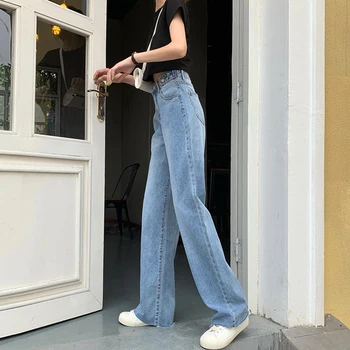 Jeans Kvinder Forår Sommer Trendy koreansk Stil Alle-match Enkel Streetwear Høj Talje Ulzzang Blød Løs Dame Bukser Smarte