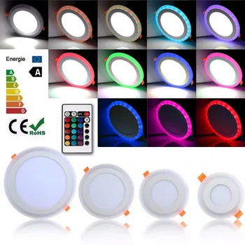 1X Hvid + RGB LED-Panel Lys, 6w/9w/16w/24W Forsænket Loft Downlight 3 Modeller Akryl Panel Lampe med Fjernbetjening AC85-265