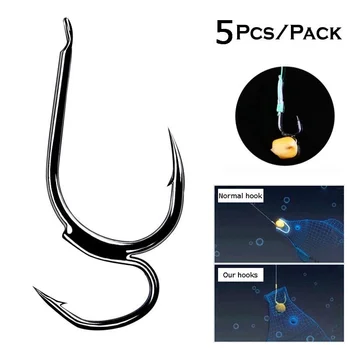 PULLINE 5Pcs/Pack High Carbon Stål Dobbelt Pigtråd fiskekroge Fiskeri Tilbehør Duple Kroge High Carbon Stål Fiskekrog