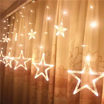 FENGRISE Stjerne Gardin LED-Lys String Glædelig Jul Dekoration til Hjemmet Natal Jul 2020 Xmas Gaver Happy New Year 2021