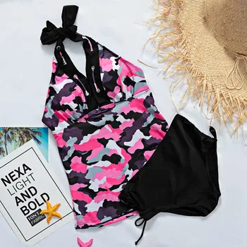 Tankini 2020 Badedragt To Stykke Halterneck Badetøj Kvindelige Push Up Plus Size Badetøj Kvinder, Svømning, Der Passer Til Kvinder Mayo Strand