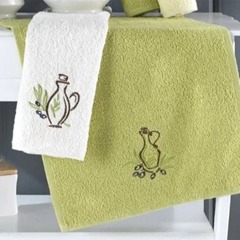 6 Stykker 30*50 Broderet Køkken Håndklæder er fremstillet af antibakteriel bomuld garn