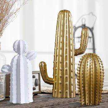 Simulering Kaktus Keramisk Figur Bruser Indretning til Hjemmet Stue Tilbehør Nordisk Kunst Plante Skulptur Kabinet Håndværk Harpiks