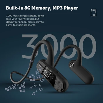 DACOM AirWings MP3-Sport Bluetooth-Hovedtelefon-8GB MP3-afspiller Open-ear Trådløse Headset og Hovedtelefoner til iPhone, Samsung, Huawei Xiaomi