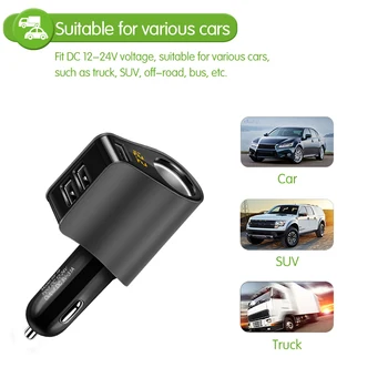 EtopLink 3.1 3 USB-Hurtig Opladning Bil Oplader Volmeter cigarettænderen Dock Adapter til Universel Telefon