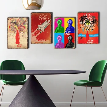 Cola, Juice, Hotdog Metal, Tin Log Bar Væggen I Køkkenet Dekorative Platter Vintage Metal Plakat Pin-Skilte Op, Kunst Tin Plade Malerier