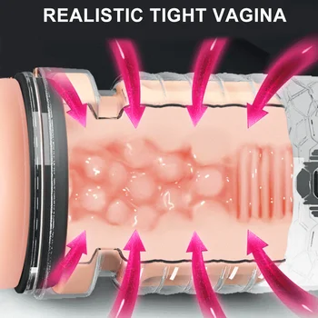 Automatisk Mandlige Masturbator Cup Realistisk Spidsen af Tungen og Munden, Vagina undertryk Blowjobs Stroker ' Vibrerende Oral Sex Toy