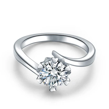 Classic 925 Sterling Sølv Forgyldt 18K Gold 0.5 ct 1ct Moissanites Ædelsten Bryllup Engagement Ring Fine Smykker Engros