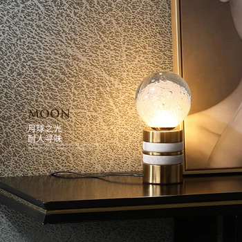 Articolo lysdesign natbordet Lampe Guld Marmorgulv, bruser tabel lyse soveværelser art deco-hjem soveværelse lampe glas boble skygge