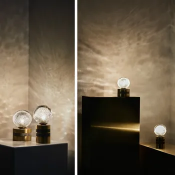 Articolo lysdesign natbordet Lampe Guld Marmorgulv, bruser tabel lyse soveværelser art deco-hjem soveværelse lampe glas boble skygge