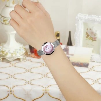 Dameur Kvinders Mode Ure WWOOR Top Mærke Luksus Casual Kjole Pink Armbånd, Armbåndsur Til Kvinder Mesh Band Reloj Mujer