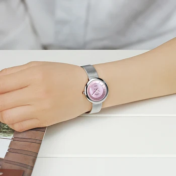 Dameur Kvinders Mode Ure WWOOR Top Mærke Luksus Casual Kjole Pink Armbånd, Armbåndsur Til Kvinder Mesh Band Reloj Mujer