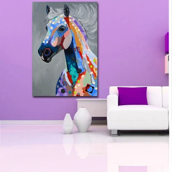 Moderne Kunst Farverige Olie Dyr, Giraf, En Familie Med Briller Maleri Canvas Billede På Lærred Oplag Væg Kunst Til Stuen