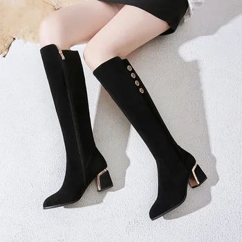 MORAZORA 2020 Nye Mærke mode kvinder støvler solid sort behagelig flok knæhøje støvler holde dig varm vinteren damer sko