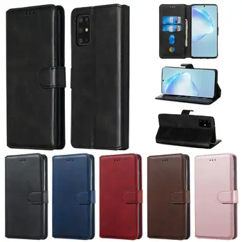 Samsung Galaxy Note 10 Lite Plus Pro 5G 9 8 A6 A7 A8 2018 2019 Fashion Simpel Flip Wallet Case Cover Kalv Tekstur Telefon Tasker