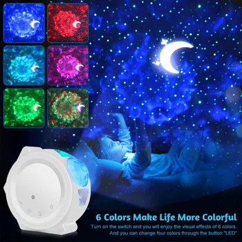 Farverige Stjerne Nat Lys stjernehimmel Galaxy Projektor Lampe 6 Farver Ocean Vinke Lys USB-Opladning Projektion Lampe Børn Gave
