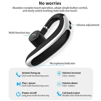 Bluetooth-TWS Bil Hovedtelefoner, Sport Mini Trådløse Hovedtelefon med Mikrofon Business Vandtætte Øretelefoner Gaming Headset til Android, IOS
