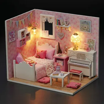 DIY Samlet Model Doll House Møbler Diy 3D Miniature Træ-Miniaturas Dukkehus Legetøj til Børn Fødselsdag Gaver