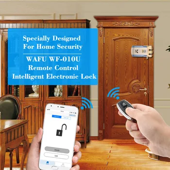 WAFU 010U 433MHz Keyless Usynlig Elektronisk dørlås Med Fjernbetjening Open & Close Smart Lås iOS Android APP Oplåsning