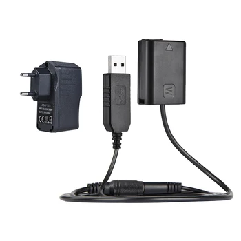 Andoer NP-FW50 Dummy Batteri USB Power Adapter Kabel med Stik Erstatning for AC-PW20 for Sony NEX-Serie 3/5/6/7