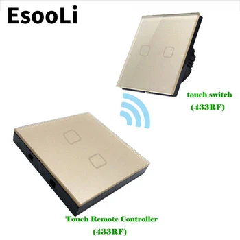 EsooLi Grå EU-Standard 1/2/3 Banden 2-Vejs Trådløse Fjernbetjening Wall Light Touch Skifte Remote Touch Skifte MUTE-Kontakten
