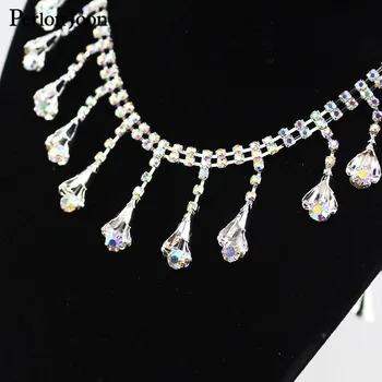 1 værftet Vedhæng ab metal farve rhinestone trim blomst krystal sølv kæde til kvinder tøj dekoration sko tilbehør ML121