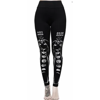 Rosetic 3XL Kvinder Leggings Fitness Plus Size Sort Streetwear Goth Kat Trykt Legging Punk Træning Leggins Blyant Bukser 2021