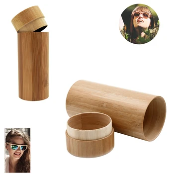 Mænd Kvinder 1stk Mode Oprindelige Runde Bambus Solbriller sag Træ Sol briller max forestilling briller tilfælde WY2703