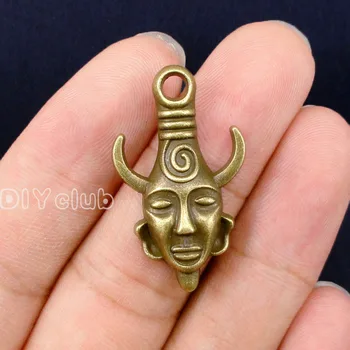 40pcs-Antik Bronze Mystiske Horn Mand Maske Overnaturlige Dean Vedhæng 32x19mm