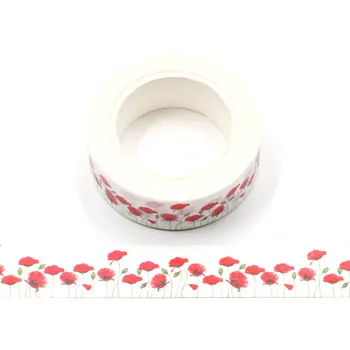 10stk/masse 15MM*10M Nye Arrvial Foråret Forlader Rød Blomst Dekorative Washi Tape DIY Scrapbooking Masking Tape Skolens Kontor Levering