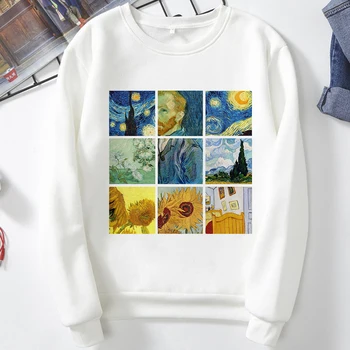 Van Gogh Værker Grafisk Print Moletom Tøj 2020 Nye Vintage Streetwear Kvinder Hættetrøjer Harajuku Æstetiske Hvide Toppe Sweetshirt