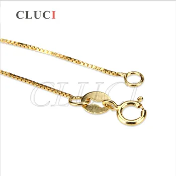 CLUCI 3stk 925 sterling sølv og forgyldt BOX Chain Halskæde Kvinder/Mænd Tynde Kæder, vedhæng til halskæde gøre SN026SB-1