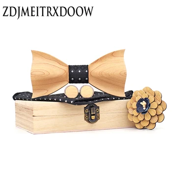 Mode 3D Træ Bow Tie For Mænd Bowties Gravatas Corbatas Business Butterfly Cravat Bånd Til Fest, Bryllup Træ Bånd Sæt