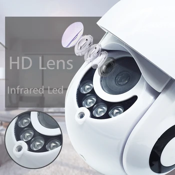 OUERTECH CCTV Udendørs WiFi IP-Kamera, 1080P HD 2MP Motion Registrerer Infrarød Night Vision Fuld Farve SD-Kort Slot Dome Kamera