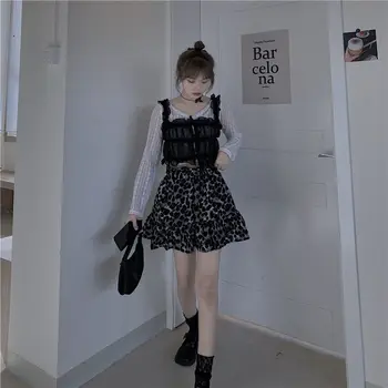 Mini Nederdele Kvinder Leopard Rige, Smarte, Elegante Streetwear Stilfulde koreansk Stil Sommeren Vintage Harajuku Alle-match Fritid Blød Ny