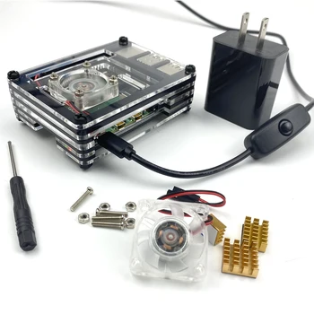 S ROBOT Raspberry Pi 4 case kit med varmeveksler & Cooling fan & type-c USB-kabel med On/Off Switch & Strømforsyning RPI107 15175