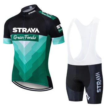 Sommeren NYE 2021 STRAVA Team Cycling Jersey Sæt MTB cykel Cykel Åndbare shorts Tøj Cykling Passer 20D GEL