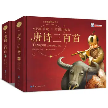 300 digte af Tang og Song poesi bog Børn Kinesisk pinyin billeder digt bøger Indbundet