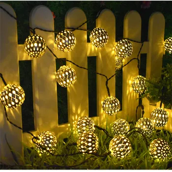 10/20 LED Marokkanske Bolden Sol String Nightlight RGB Blå Varm Hvid Hvid Vandtæt Lanterne Lys Dekorativ Belysning Til Hjemmet