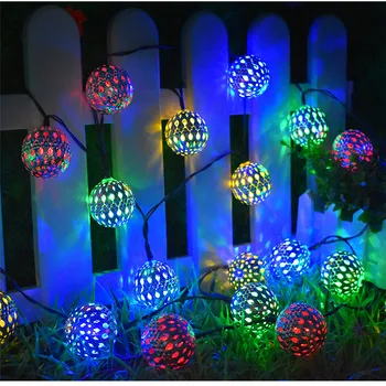 10/20 LED Marokkanske Bolden Sol String Nightlight RGB Blå Varm Hvid Hvid Vandtæt Lanterne Lys Dekorativ Belysning Til Hjemmet