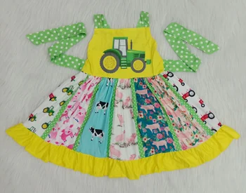 2020 hot salg pige kjole traktor gård børnetøj snurre rundt kjole pige strappy hofteholder kjole