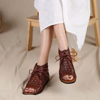 VALLU 2020 sommeren nye cool støvler kvindelige udsat tå åndbar cool læder kvinder sandaler trend hul sko