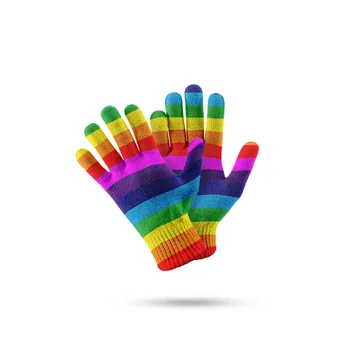 Nye Fashion Vinter Udendørs Strikket Handske Til Mænd, Kvinder Magic Rainbow Handsker Varm Touch Screen Falde Fritid Fuld Finger Handsker