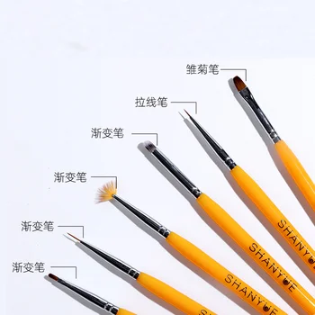 6 stk/sæt Nail Art UV Gel Pen, Pensel Sæt UV Gel Negle Kunst Builder Fladskærms Crystal Maleri Tegning Udskæring Pen Multi-funktion Penne 15221