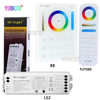Miboxer 2,4 G wireless 8 Zone FUT089 fjernbetjening;B8 vægmonteret Touch-Panel;LS2 5IN 1smart led-controller til RGB+CCT led strip