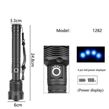 LED Taktisk Lommelygte XHP70 Fremhæve 2000Lumens zoomable Lanterna LED Aluminium 3 mode-LED lommelygte torch Magt Skærm 30W