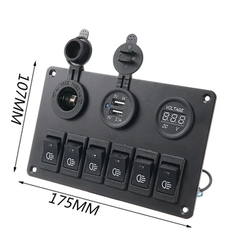 12V 6 Knapper Vandtæt Bil Auto Båd Marine LED Rocker Switch Panel Afbrydere Til Båd Rocker Switch Control Panel 15265