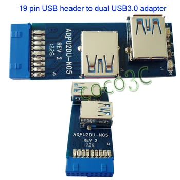 Gratis forsendelse anden form USB-Hub 19pin USB 3.0 pin header til Dual USB3.0 En Kvindelig port konverter kort
